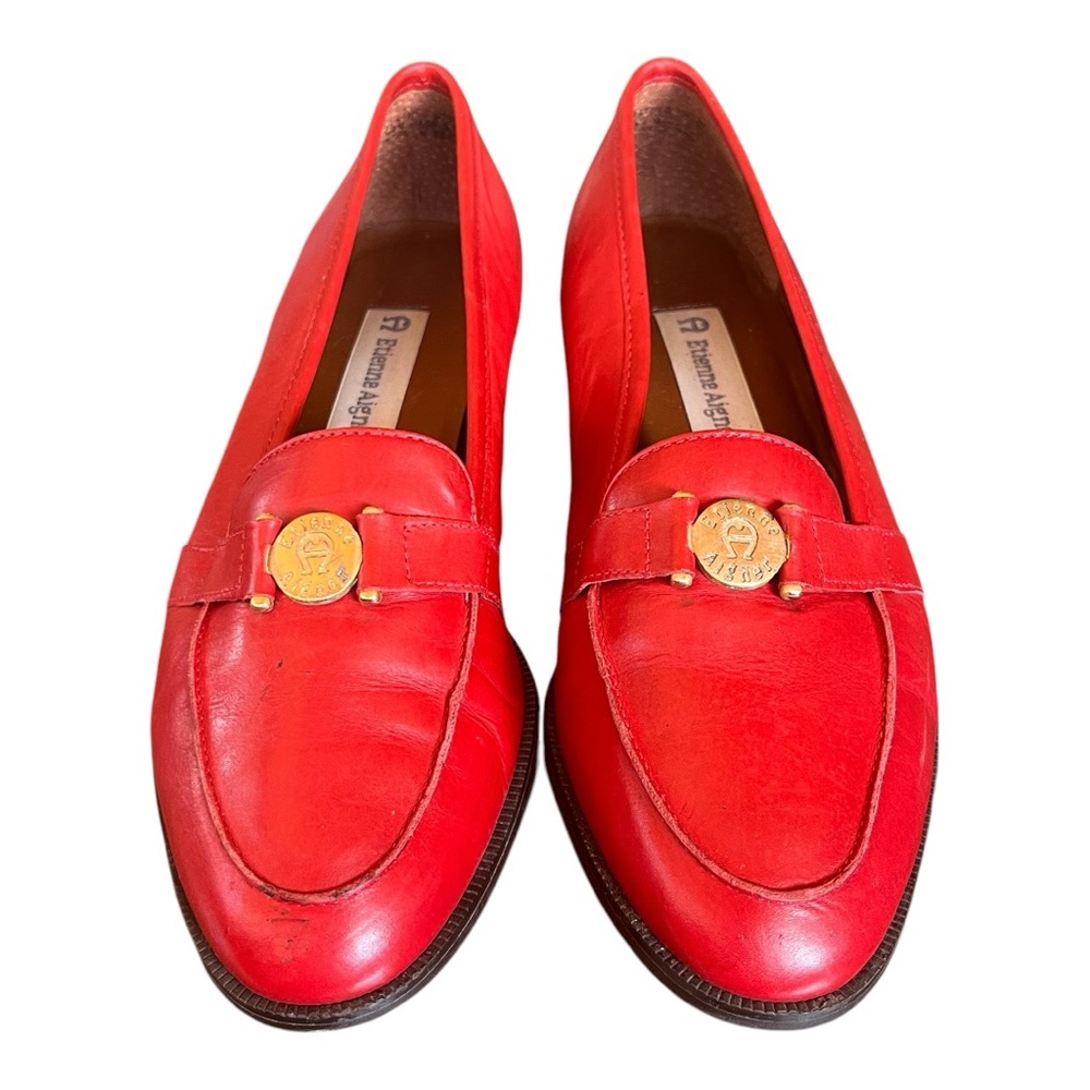 Vintage Etienne Aigner Red Leather Loafers